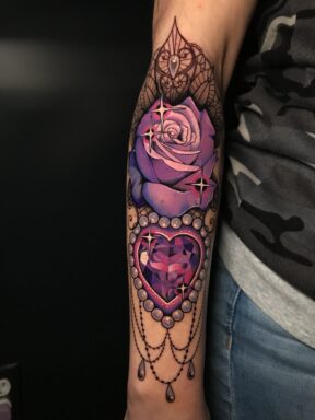 Rose and Heart Neo-Traditional Forearm