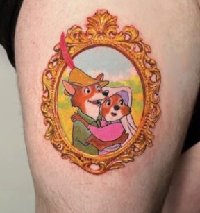 Framed Cartoon Foxes Color Thigh