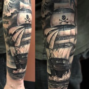 Pirate Ship Black and Grey