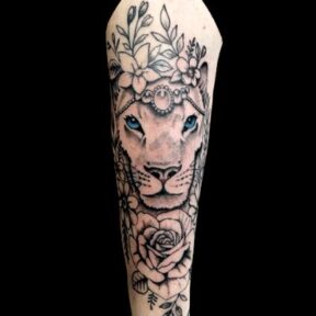 Lioness and Flowers Forearm