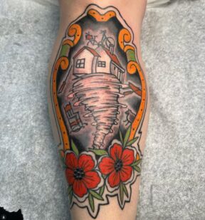 Traditional House Tornado and Poppies